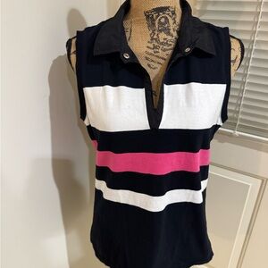 Ralph Lauren cotton Black, White, and Pink Striped Active Tank Top size L
